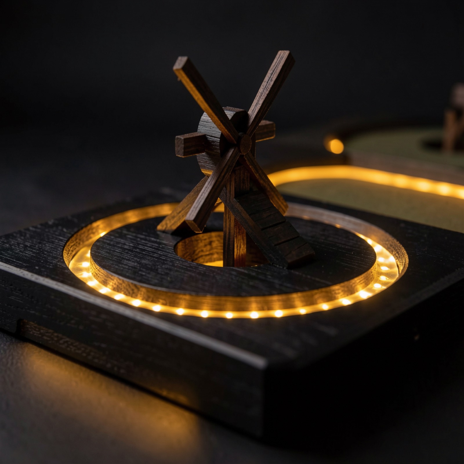 Mini golf obstacle glowing with LED lighting